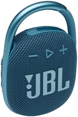 JBL Clip 4, Wireless Ultra Portable Bluetooth Speaker, Pro Sound, Integrated Carabiner, Vibrant Colors with Rugged Fabric Design, Dust & Waterproof, Type C (Without Mic, Blue)