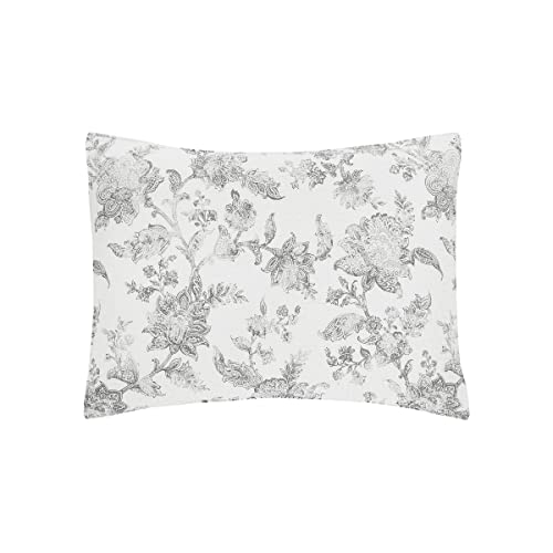 C&F Home Miriam Slate King 3 Piece Reversible Coverlet Quilt Set With 2 King Shams Quilt Set Grey And White Floral Toile Elegant Reverse To Grey And White Stripe King 3 Piece Set Slate #TOP4