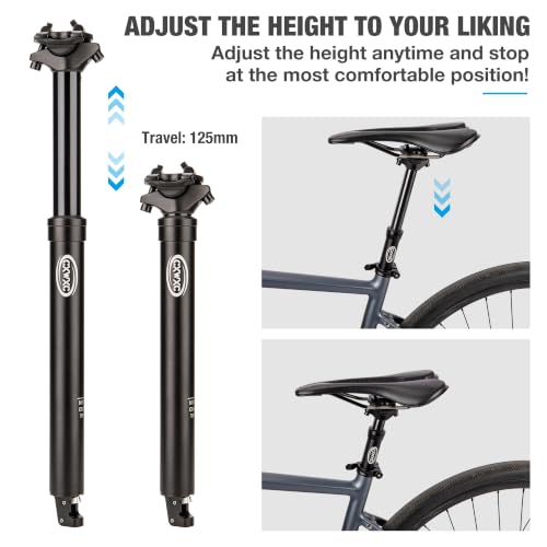 CXWXC Dropper Post 27.2/30.9/31.6mm - 125mm Travel Bike Seat Post - Dropper Seatpost Internal Cable Routing for Mountain Gravel Bikes eBike (27.2mm) by CXWXC - Image 3