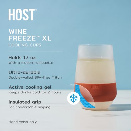 Image of Host Freeze XL Wine Glass Cooling Cup, Double Walled Insulated Freezable Drink Chilling Tumbler for Aperol Spritz 12 Ounces Terra Cotta