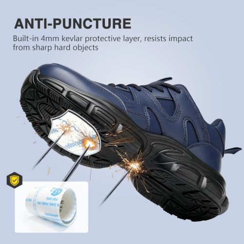 Image of Hogent Steel Toe Shoes for Men Women, Wide & Non-Slip Work Shoes