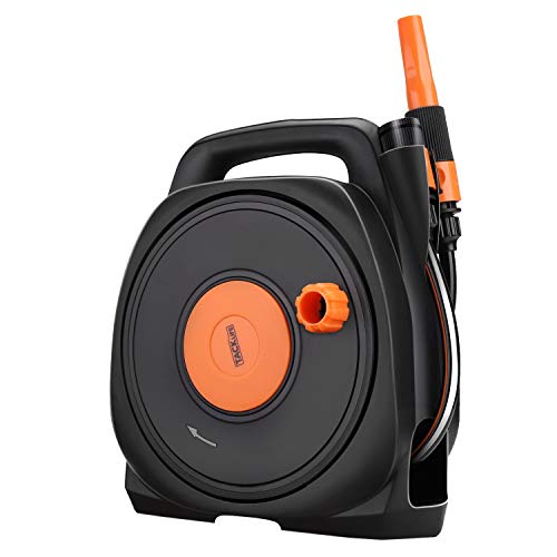 TACKLIFE Carrete de Manguera, 10m Manguera de Riego, Fácil para Llevar y...