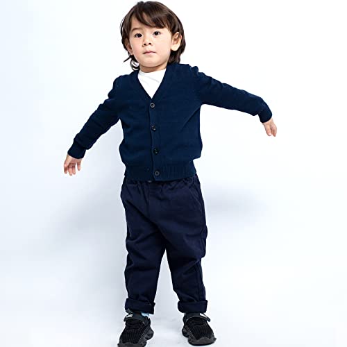 Image of Unisex Boys Girls Cardigans Sweater V-Neck Long Sleeve School Uniforms Button Knit Tops