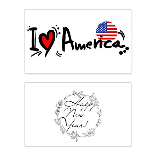 Tarjeta conmemorativa de año nuevo I Love America: comparte tus deseos con la bandera del mundo