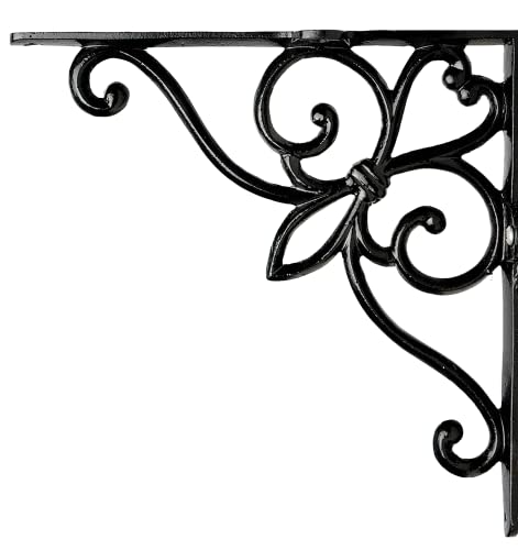 Image of Sharpex Wall Mounted Metal Bracket | Decorative Wall Hook Plant Hanger for Hanging Pots, Bird Feeders, Flower Baskets, Planters, Lanterns, Lamps, and Wind Chimes for Indoor /Outdoor Use (Black, 4 Pc)