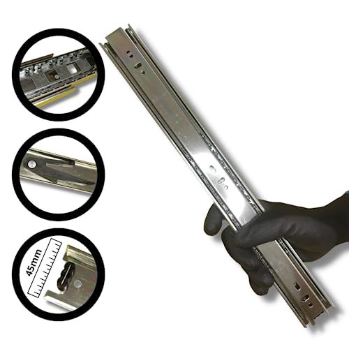 2 Corrediça Telescópica H45 30cm 300mm 45KG - 1 PAR Gaveta Moveis Armário Trilho Reforçada Larga Pes
