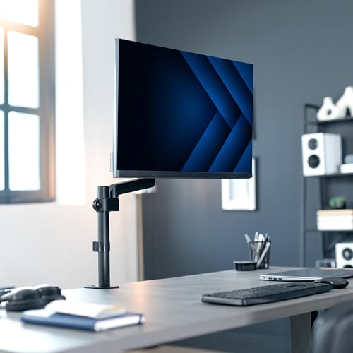 Image of VIVO Single Monitor Arm Mount for 17 to 32 inch Screens - Tension Height Adjustment, Full Articulating Tilt, Swivel, Heavy Duty VESA Stand with Desk C-clamp and Grommet Option STAND-V001K