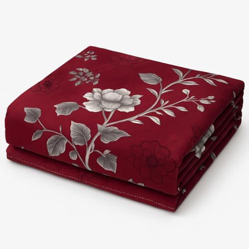 Image of Premium Glace Cotton Flat Double Bedsheets, 90 x 100 Inches with 2 King Size Pillow Cover 17 x 27 Inches, Floral