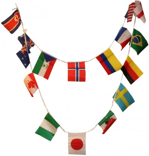Brubaker – Guirnalda de banderines (16 Países banderín tamaño aprox. 14 x 21 cm/aprox. 5 m de largo