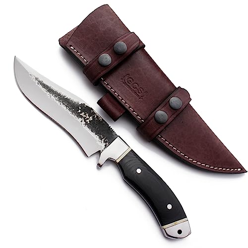 GCS Handmade G10 Handle D2 Tool Steel Tactical Hunting Knife with leather sheath Full tang blade designed for Hunting & EDC GCS 255 - GCS Knives