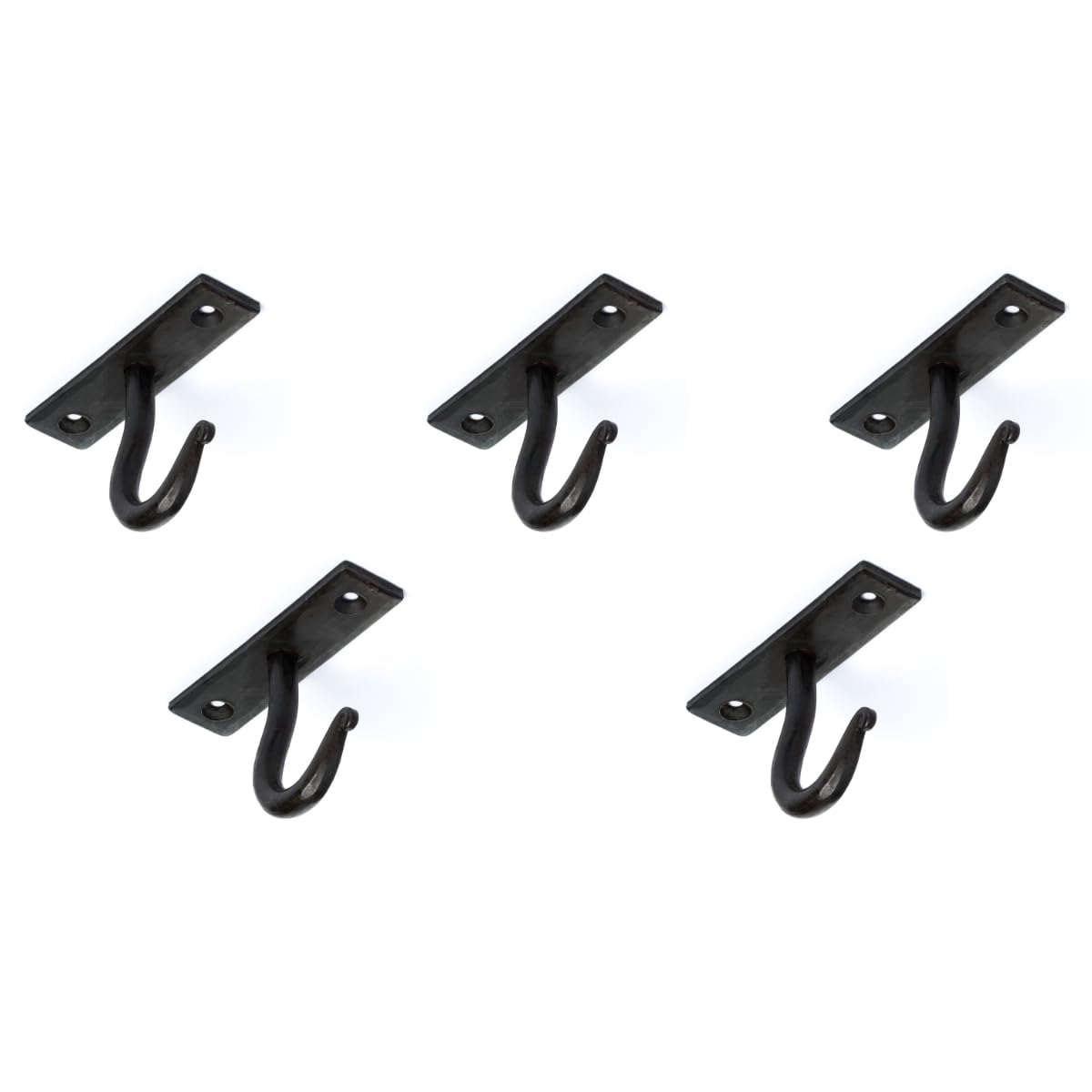 Fayesia Cup Hooks - Blacksmith Handcrafted - Wrought Iron Mug Hooks for Under Shelf - Set of 5 Single Prong Hooks - Screws & Fittings Included - Kitchen, Utensil, Storage etc (Beeswax)