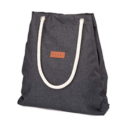 Bvani Large Canvas Tote Bag for Women with Pockets and Rope Handles for Shopping (Onyx) Cover