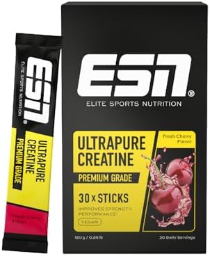 ESN Ultrapure Creatine Monohydrate Sticks, 30 Sticks, 30 Portionen | Fresh Cherry, Creatin Pulver, mikrofein & perfekt löslich, vegan - made in Germany