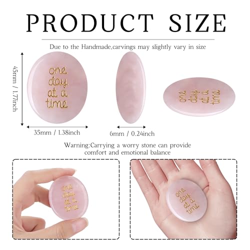 QINJIEJIE Worry Stone Rose Quartz Thumb Stones Healing Crystals Anxiety Relief for Adults Small Gifts Crystals Spiritual Crystal Gifts for Women Mindfulness Pink Mothers Day Gifts for Mum - Image 3