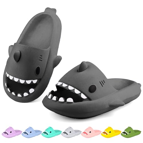 Image of Kids Shark Cloud Slides | Boys Girls Slip On Sandals | Toddler Beach Slippers | Youth Fish Flip Flops Pool Shower Shoes