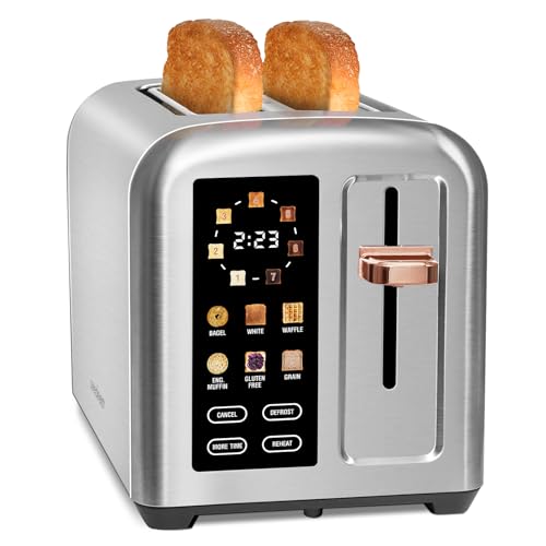 Image of SEEDEEM Toaster 2 Slice, Touch Control Stainless Toaster LCD Display, 50% Faster Heating Speed, 1.4