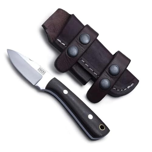 GCS Handmade Micarta Handle D2 Tool Steel Tactical knife Hunting Knife Camp Knife with leather sheath Full tang blade designed for Hunting & EDC GCS 264M - GCS Knives