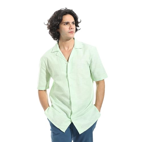 Andora Half Sleeves Linen Shirt Mint Green_4XL