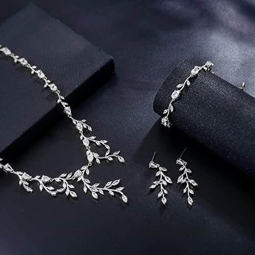 Meedoz Bridal Wedding Jewelry Cz Set Marquise Teardrop Cubic Zirconia Pendant Necklace And Dangle Earring Sets For Women thumb #2