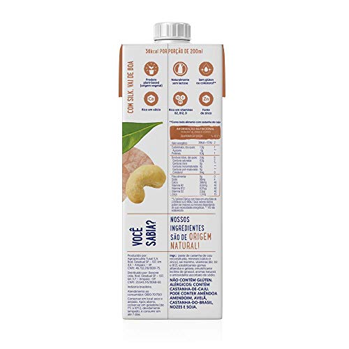 Silk Castanha de Caju - Bebida Vegetal, Sem Açúcar, 1L