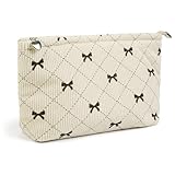 Bows Cosmetic Bags for Women, Cute Bow Makeup Bag Coquette Aesthetic Purse Travel Makeup Bag Small Cosmetic Bag for Purse