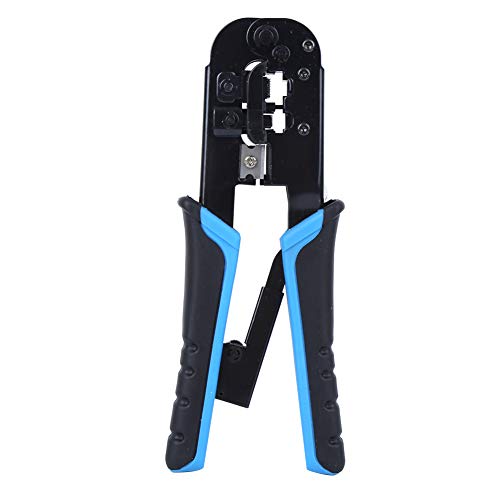 Alicates crimpadores para cables de red RJ45 y RJ11, crimpadora de alta precisión de doble propósito con cabezal de cristal de 8P y 6P y pelacables, herramienta con mango de