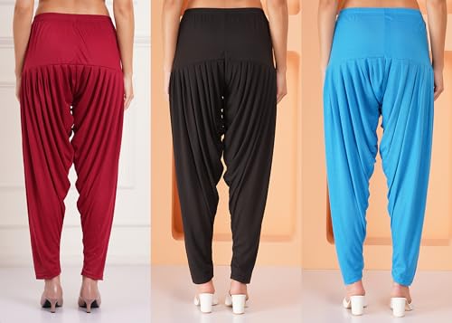 Image of Buy That Trendz Patiyala Pants for Women 3 Combo Patiyala Salwar Harem Viscose Bottoms Pants for Womens