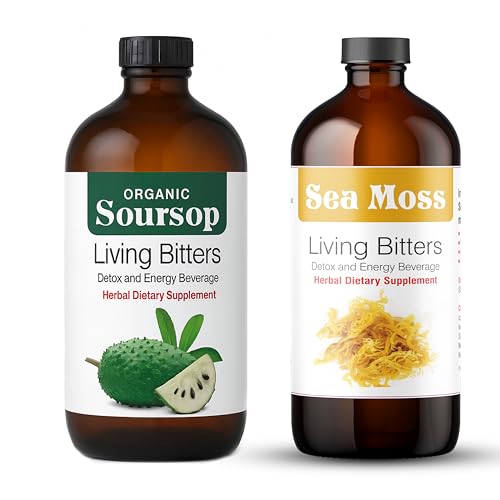 Herboganic Premium Soursop Bitters Featured with Sea Moss Living Bitters | Promotes overall health |16 Oz each