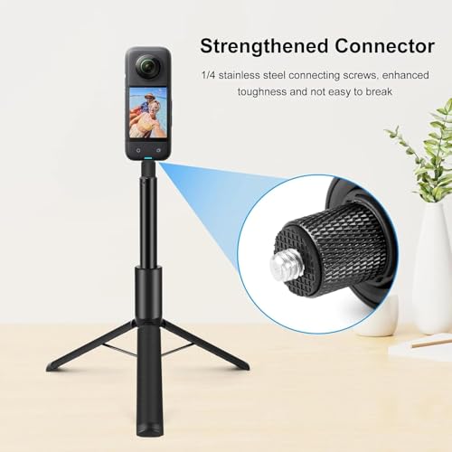 Image of Adofys 122cm 2-in-1 Invisible Selfie Stick + Tripod, Aluminum Alloy Retractable Invisible Selfie Stick Tripod for Insta360 X5 /x4 / X3 (Black) ONE R /RS, DJI Osmo Action Series