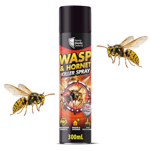 Wasp & Hornet Killer Spray 300ml Fast Acting Aerosol Insecticide Professional Strength for Indoor & Outdoor Use Surface & Nest Treatment Kills Flying & Crawling Insects Fast Knockdown Action