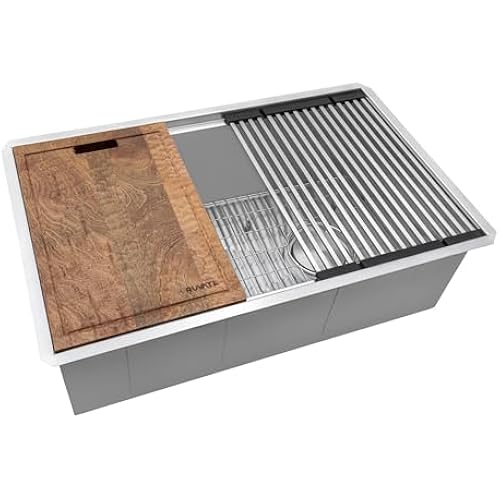 Ruvati 33-in 16-Gauge Offset-Drain Undermount Workstation Sink - RVH8591