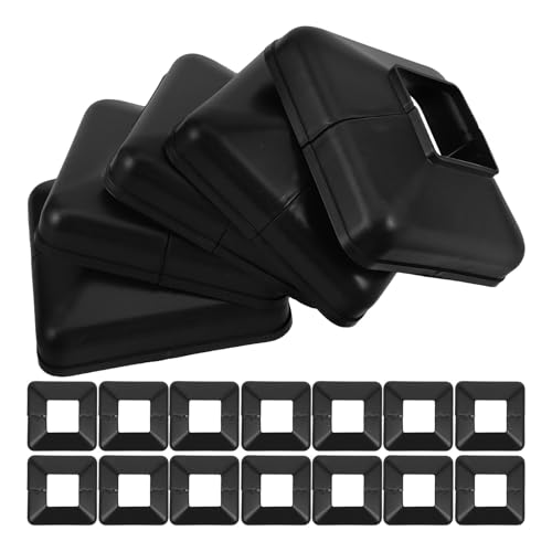 Couvre-base de poteau carré noir en plastique PP pour rampe escalier x20