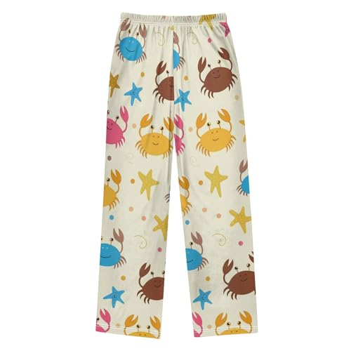 J JOYSAY Cartoon Crab Starfish Beige Pajamas Pants Soft Long Pajama Bottoms Lounge Sleep Pants Size S-XL2