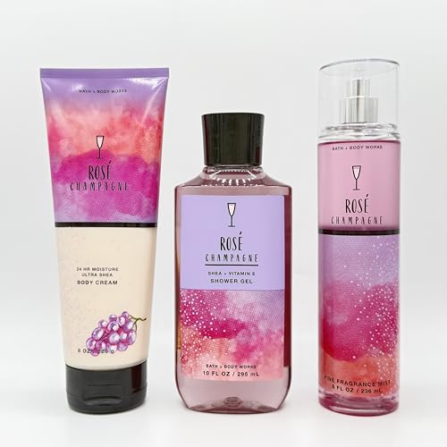 Rosé Champagne 3-Piece Bath Bundle | Body Cream, Shower Gel