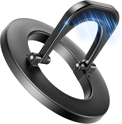 Image of SUPERONE Two-Sided Magnetic Phone Ring Grip for MagSafe Adjustable Holder | 360 Rotation Magnetic Phone Ring Holder, Removable MagSafe Kickstand Accessories Compatible with iPhone 17-12 Series - Black