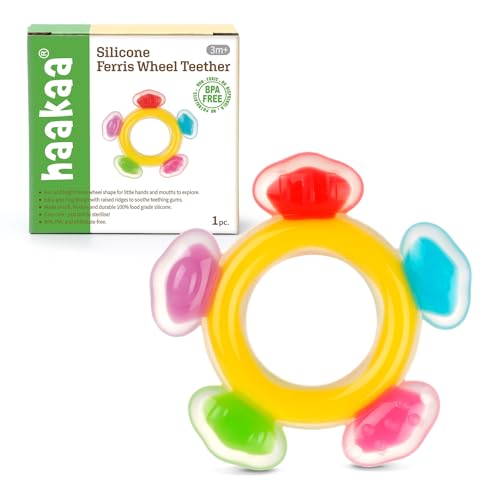 Haakaa Silicone Ferris Wheel Teether - Freezer Teething Toy for Babies 3-6 Months - Safe Soothing Cold Relief - BPA Free Silicone -1 Pack