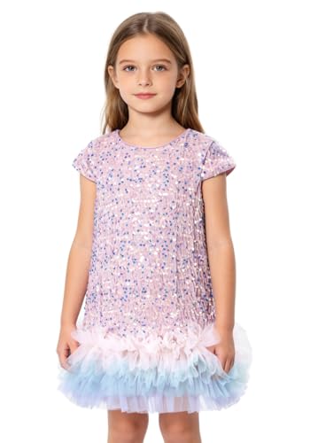 Horcute Shiny Sparkly Sequin Toddler Girls A-Line Short Party Show Birthday Wedding Dress Pastel 90B #18-24M