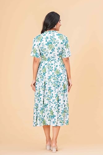 Image of Women's Stylish Floral Printed One-Piece Maxi Dress for Women - Elegant Long Dress