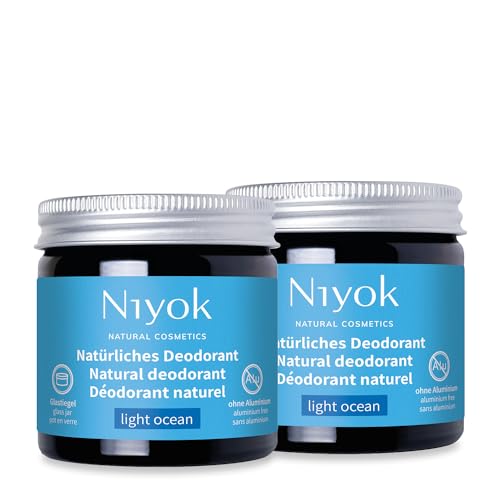 Niyok® 2-in-1 anti-transpirante Deocreme 'Light Ocean' (2x40ml) • Natürliches Deo ohne Aluminium • 24h Schutz vor Geruch & Schweiß • Deodorant Creme Unisex • Feste Deo Creme vegan
