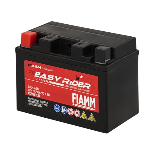 Fiamm Batteria per Moto e Scooter FTZ14S-12B 11AH 210A, Batteria Easy Rider AGM Technology, Massima Potenza di Avvio,Senza Manutenzione, Già Carica, Pronta all'Uso, Adatta a Scooter e Moto