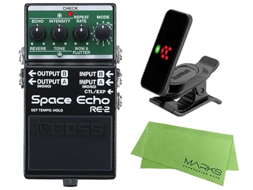 BOSS �{�X - Space Echo RE-2 �R���p�N�g �y�_�� + KORG Pitchclip 2 PC-2 + �}�[�N�X�I���W�i���N���X �Z�b�g