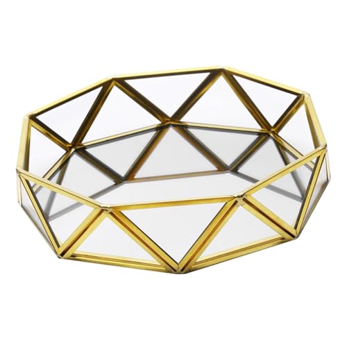 GALPADA Vassoio Decorativo Vetro Specchiato Vintage Organizer Geometrico per Profumi Cosmetici e Gioielli Capacità per Camera e Bagno