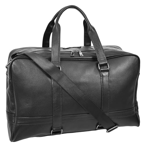 Sac de voyage en cuir pleine fleur noir taille L grand modèle mixte