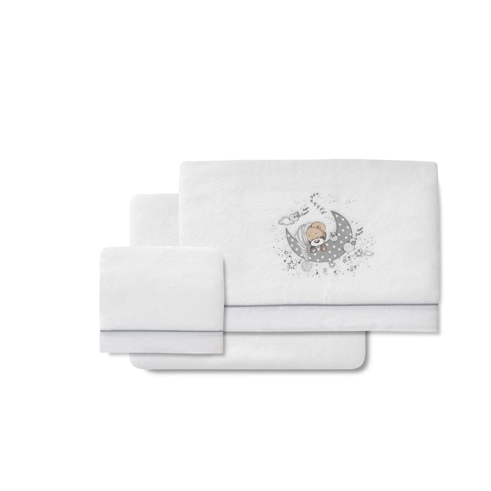 Interbaby Blanco/Gris Sábanas Coralina Minicuna New Sleeping Y