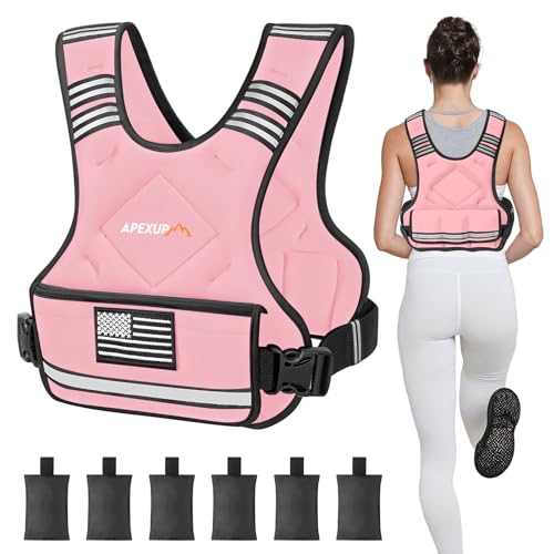 Image of APEXUP Adjustable Weighted Vest, 4-10lb /12-18lb /20-32lb Vest with 6 Ironsand Weights and Large Pocket, Weight Vest for Men Women Strength Training, Running, Walking