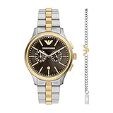 Emporio Armani Uomo Orologio 42MM in acciaio inossidabile color argento, AR80084SET