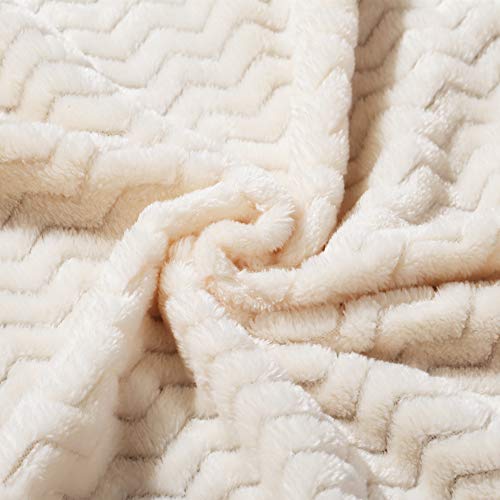 Image of CREVENT 30'X40' Cozy Fluffy Warm Fleece Infant Blanket for Girls & Boys Toddler Crib Cot Stroller (Wave Ivory /White)