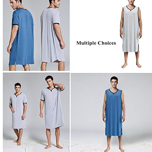 PENGYUYAN Camisolas masculinas para dormir grandes e altas, gola em V de algodão macio e solto pijam