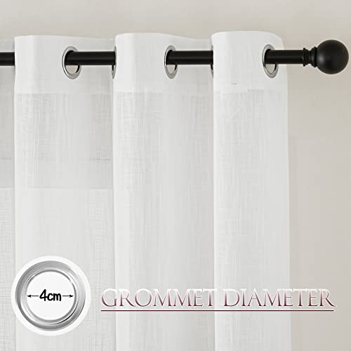 PONY DANCE Living Room Voile Curtains Linen Look Set of 2 H 260 x W 140 cm Colour Gradient Curtains with Eyelets for Sunlight Filters and Living Room Decorative Curtain Semi-Transparent - Image 2