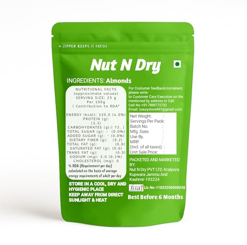 Image of Nut N Dry Kashmiri Mamra Almonds | Direct from Kashmir Valley | A++Grade| almonds 1kg | High Nutrition | Badam Giri | Premium Natural Almonds | High Protein Healthy Dry Fruits orignal kashmiri mamra (150 Gram)